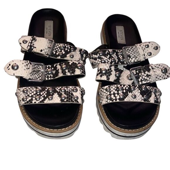 STEVEN NEW YORK Studded Snakeskin Slide Sandals - Picture 3 of 5